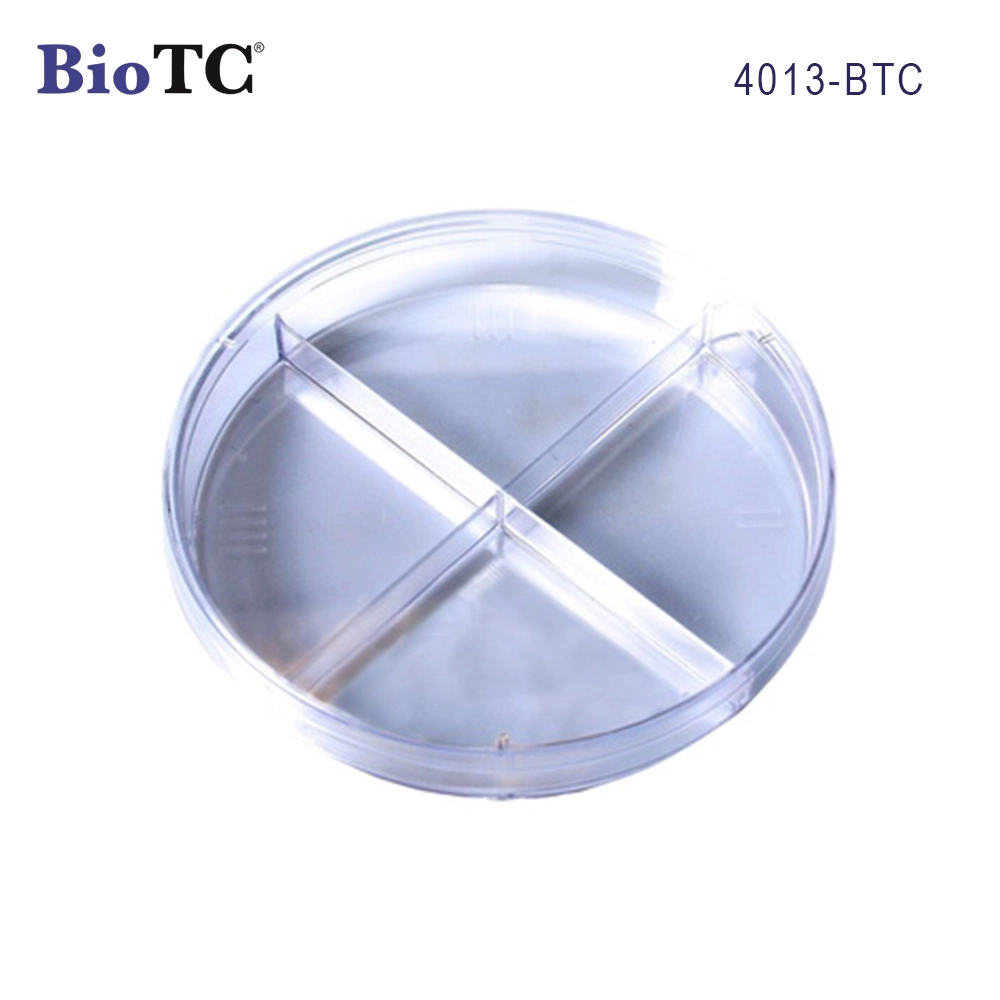 Petri Dishes Polystyrene No Rim, Four Compartments Quad Plate 100 x 15mm