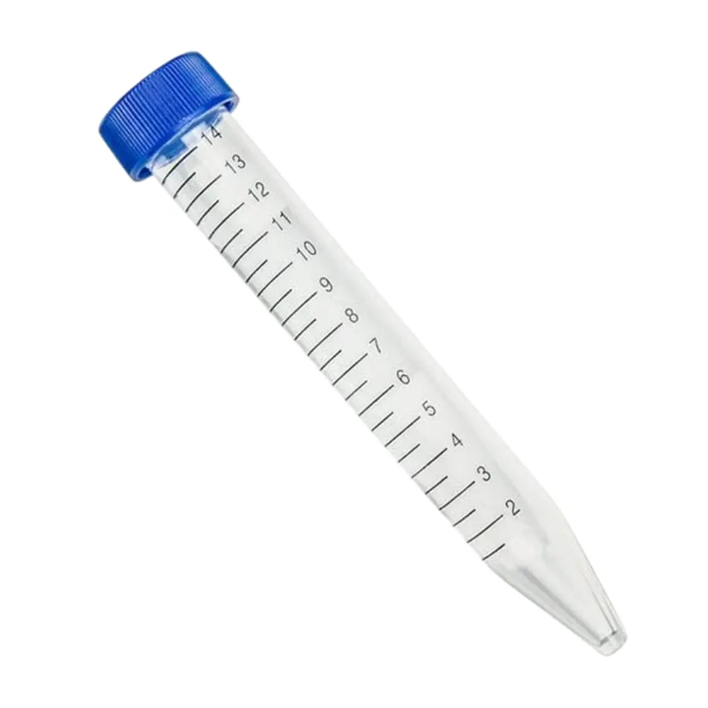 Centrifuge Tube, 15mL, Separate Blue Flat Top Screw Cap, PP, Printed Graduations